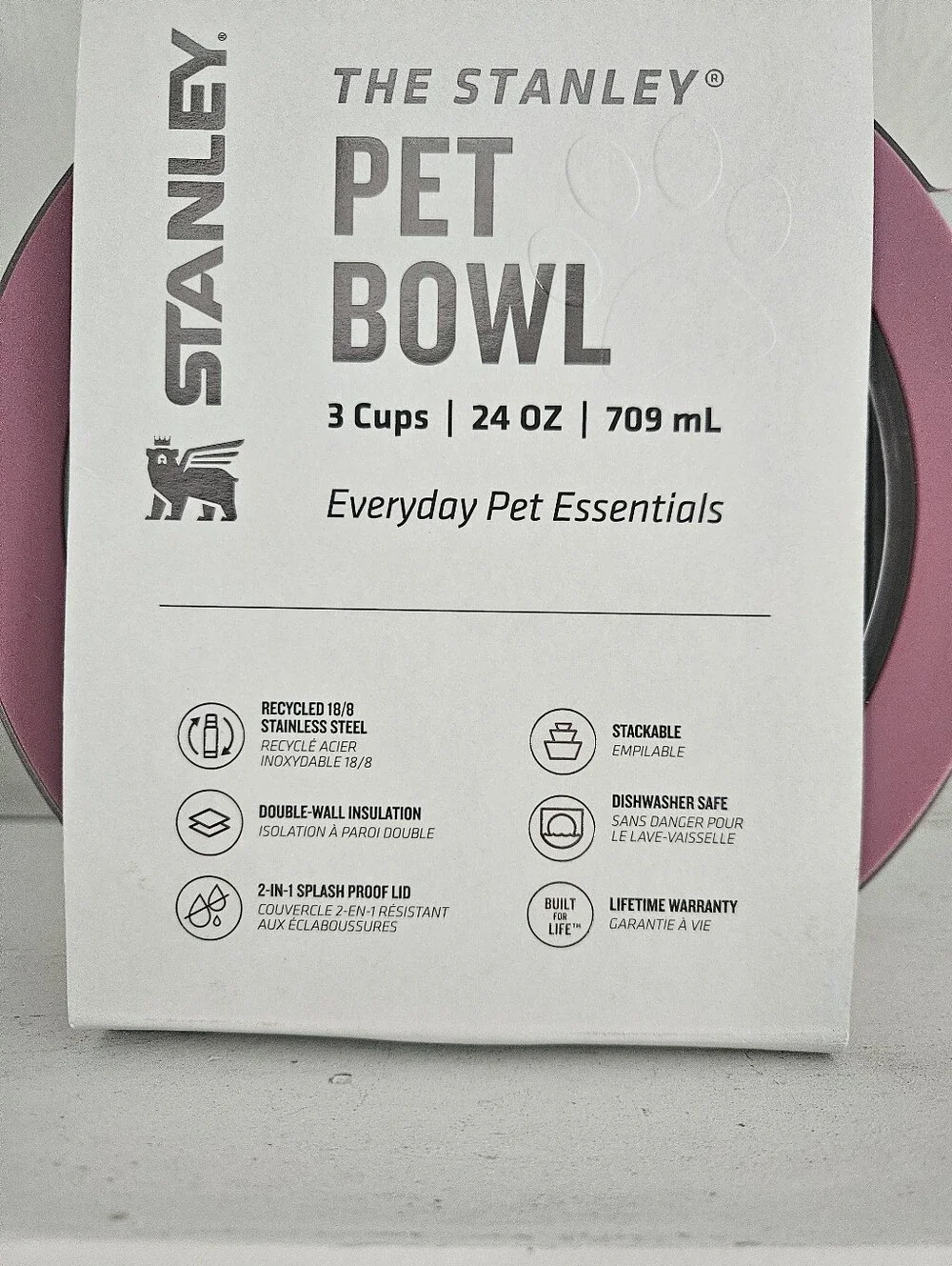 NWT Target Exclusive Stanley 24 Ounce Pet Bowl With Lid- Western Pink
